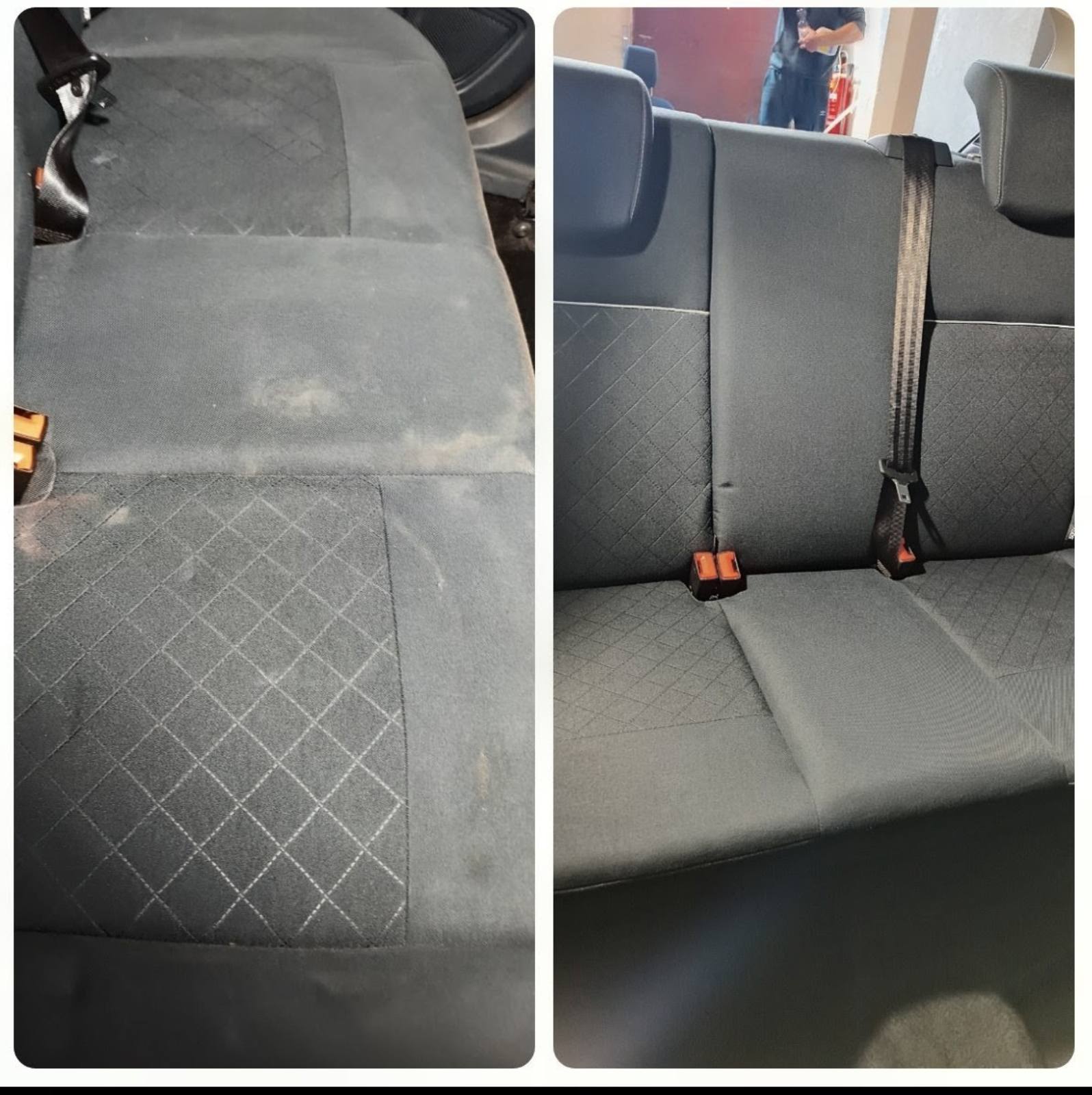 Siège en tissu avant et après nettoyage