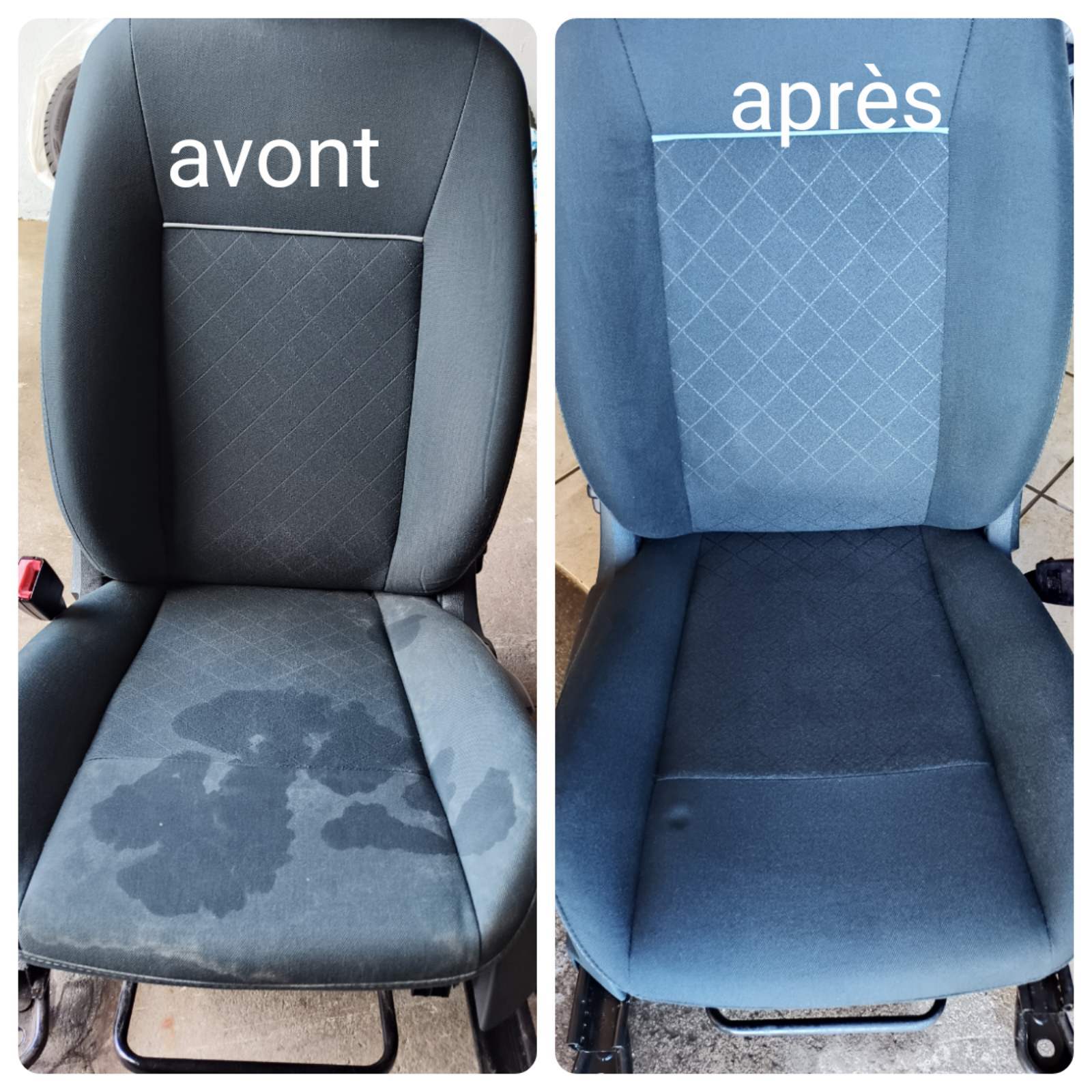 Siège arrière avant et après nettoyage