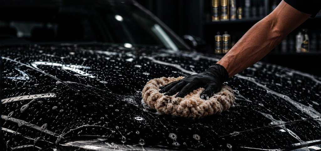 Lavage auto à la main au polissoir
